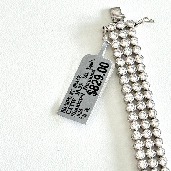 NWT 925 Sterling Silver 10.95 TCW Clear Simulated Diamond Bracelet 7.25" $829 - Picture 6 of 10